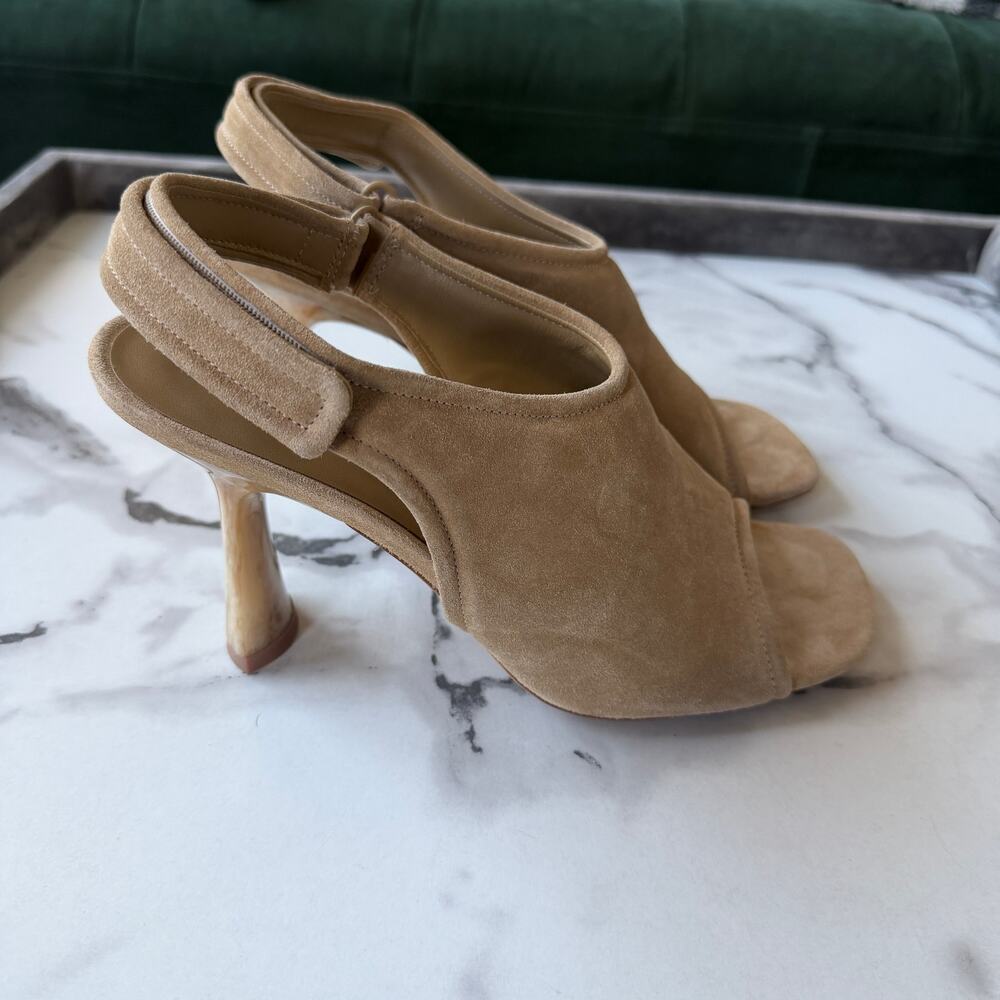 Vince Quest Beige Suede Slingback Marble Heel Sandals Size 9.5 - Picture 7 of 9